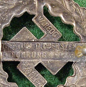 SA Silver Sport Badge 1939 - 1944 Pattern