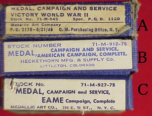 Boxed World War II Medals