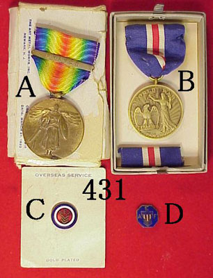 World War I Medals and Enamel Service Pins