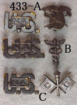 U.S. World War I Army Officer Small Pattern Metal Collar Insignia. (SETS)