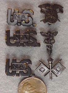 U.S. World War I Army Officer Small Pattern Metal Collar Insignia. (SETS)
