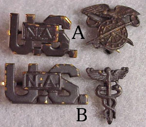 U.S. World War I Army Officer Small Pattern Metal Collar Insignia. (SETS)