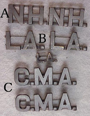 U.S. World War I Officer State Abbreviation for Collars
