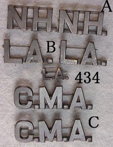 U.S. World War I Officer State Abbreviation for Collars