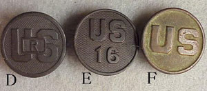 U.S. WWI  Enlisted "U.S." Collar Disk.  SINGLES