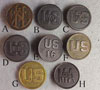 U.S. WWI  Enlisted "U.S." Collar Disk.  SINGLES