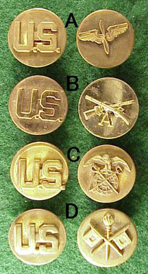 U.S. Army WW II Enlisted Collar Disk U.S. & Branch Disk