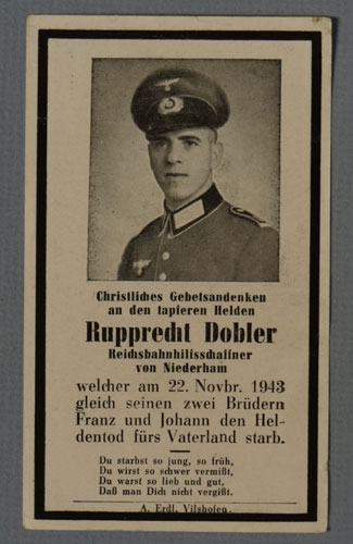Army Remembrance Card for "Rupprecht Dobler"
