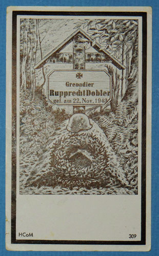 Army Remembrance Card for "Rupprecht Dobler"
