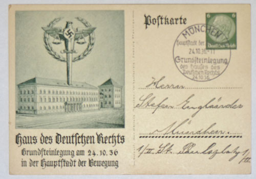 "TWO" German 1936 "House of Justice" Post Cards