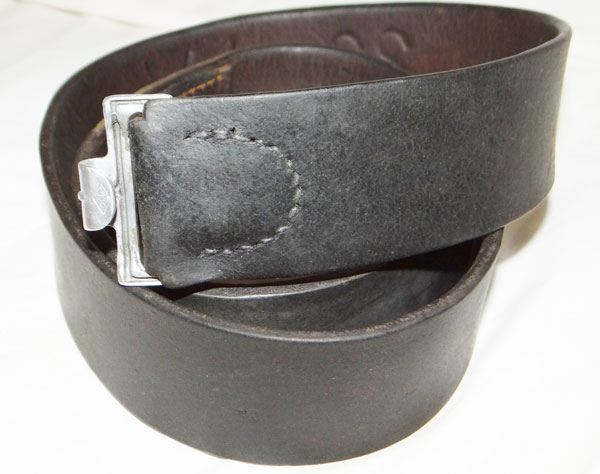 SS Marked NCO/EM Black Leather Belt