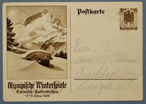 1936 Olympic Winter Games Postcard 1936 Olympic Winter Games Postcard