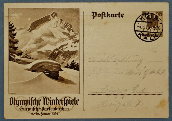 1936 Olympic Winter Games Postcard 1936 Olympic Winter Games Postcard