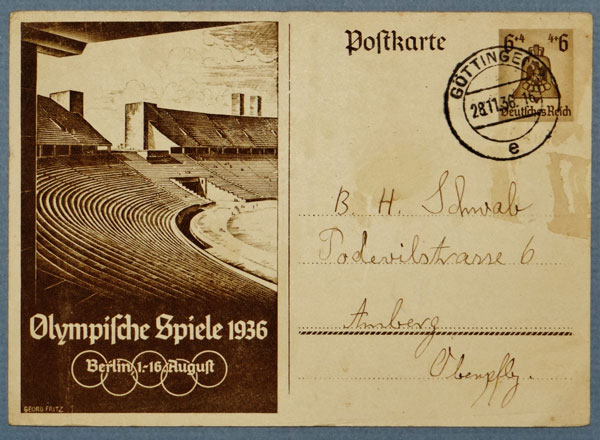 1936 Berlin Olympic Games in Berlin Postcard 1936 Berlin Olympic Games in Berlin Postcard