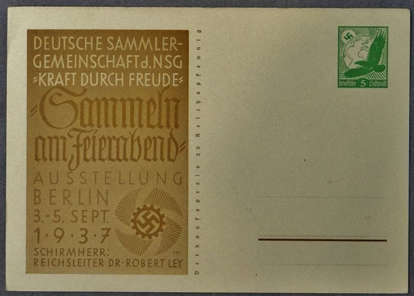 1937 Postcard Commemorating the Exhibition “Sammeln am Feierabend” (Collecting on Leisure Time) 1937 Postcard Commemorating the Exhibition “Sammeln am Feierabend” (Collecting on Leisure Time)