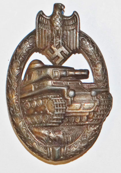 Maker Marked "AS" BRONZE Panzer Assault Badge