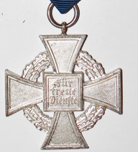 Silver 25 Year Faithful Service Cross with Ribbon Bar