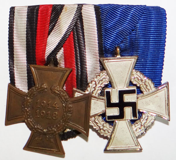 Mounted Cross of Honor 1914/18 Medal without Swords & 25 Year Silver Faithful Service Cross Mounted Cross of Honor 1914/18 Medal without Swords & 25 Year Silver Faithful Service Cross