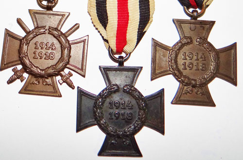 Set of Three "Cross of Honor 1914-1918 Medals"
