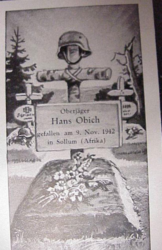 Army Afrika Korps Gebirgsjager Remembrance Card