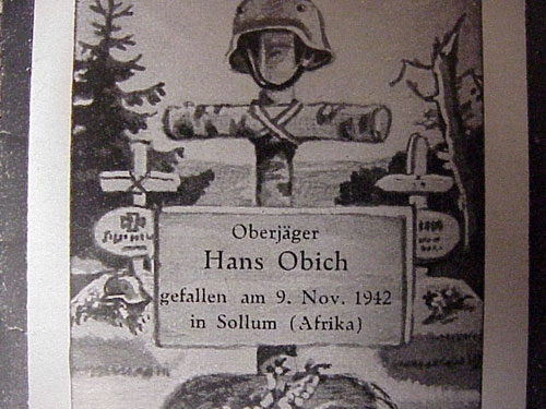 Army Afrika Korps Gebirgsjager Remembrance Card