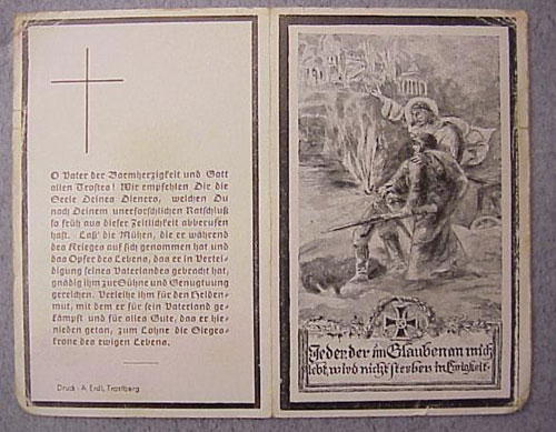 Army Gefreiter in Pionier Batl. Remembrance Card