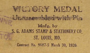 Boxed World War I U.S. "Victory Medal" with two Clasp