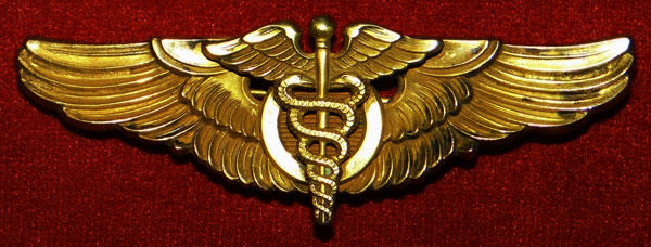 WW II 1943 Gold 3 inch Pin Back "Flight Surgeon" Wing by "Amico"