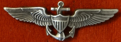 1920's 1-5/8 inch Sterling Navy Observer Wing
