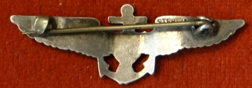1920's 1-5/8 inch Sterling Navy Observer Wing