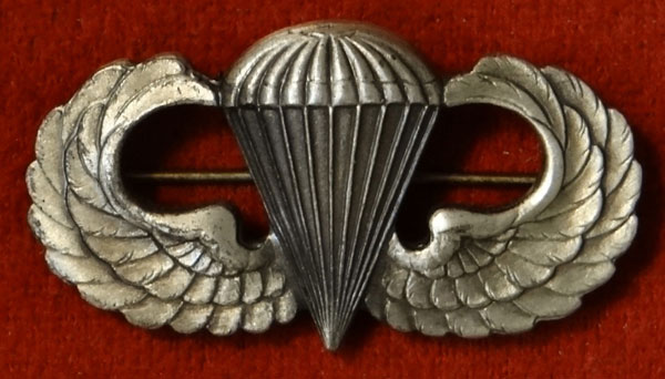 Sterling Pin Back "PARACHUTIST QULIFICATION" Badge by "P-24"