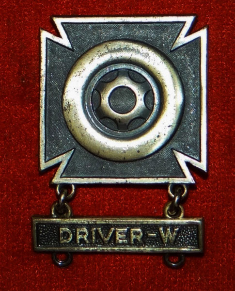 WW II Sterling Pin Back "DRIVER/MECHANIC" Badge