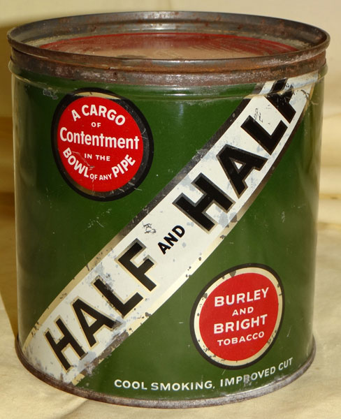 WW II Period "HALF and HALF" Tobacco Can