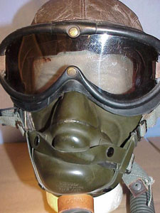 World War II U.S. Army Air Force Type A-11 Fight Helmet with Type A-14 Oxygen Mask and Goggles