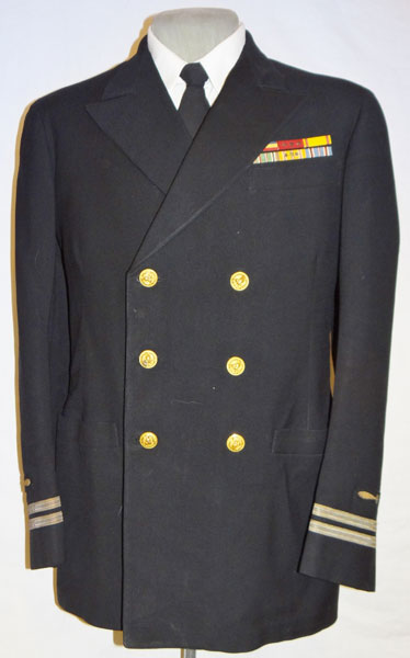 Named WW II U.S. Navy Lieutenant Torpedoman Dark Blue Coat
