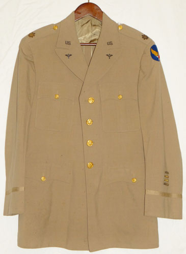 WW II U.S. Army Air Force Major’s Khaki Service Coat with Bullion Insignia