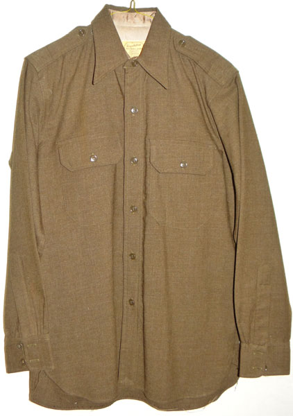 WW II U.S. Army Officer OD Wool Shirt WW II U.S. Army Officer OD Wool Shirt
