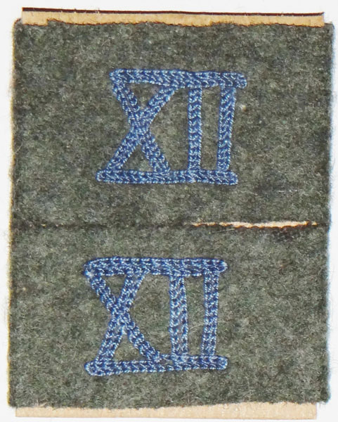 Army "XII" Transport Shoulder Board Slip Tabs