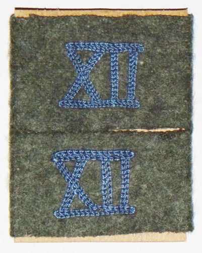 Army "XII" Transport Shoulder Board Slip Tabs