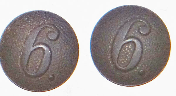 Army 6th Company Shoulder Board Buttons Army 6th Company Shoulder Board Buttons
