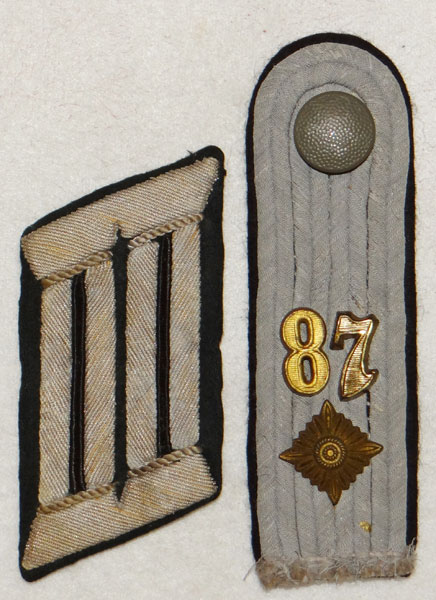 Army 87th Pionier Battalion 25th Pz. Div. Oberleutnant Shoulder Board & Collar Tab Set Army 87th Pionier Battalion 25th Pz. Div. Oberleutnant Shoulder Board & Collar Tab Set