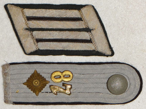 Army 87th Pionier Battalion 25th Pz. Div. Oberleutnant Shoulder Board & Collar Tab Set