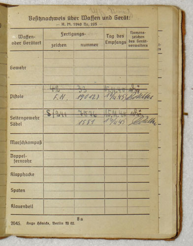 Army Soldbuch for NCO