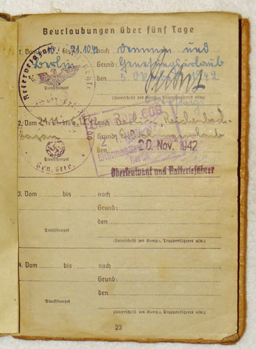 Army Soldbuch for NCO