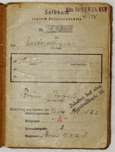 Army Soldbuch for NCO