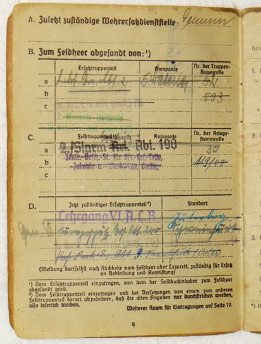 Army Soldbuch for NCO