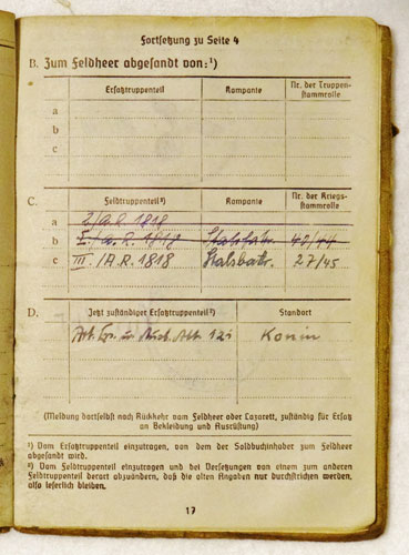 Army Soldbuch for NCO