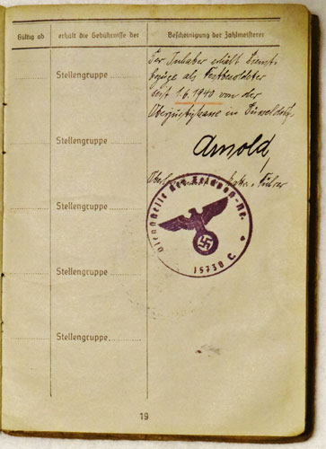 Army Soldbuch for NCO