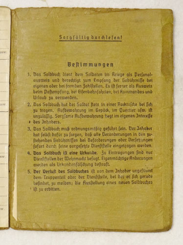 Army Soldbuch for NCO