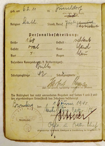 Army Soldbuch for NCO